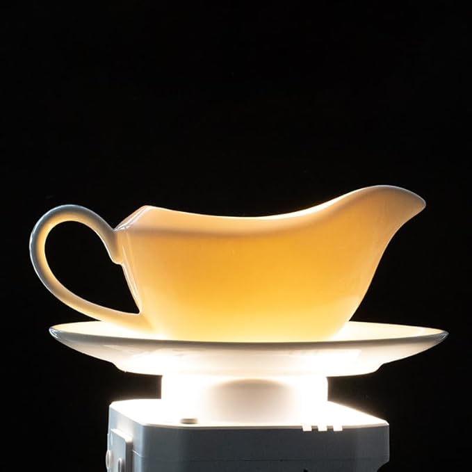 Fine Bone china Gravy Boat with Saucer, Free Salt&Pepper Shaker for Promotion, 14 oz Large Capacity, Pure White Color, Thin and Light Weight, Comfortable to Hold and Easy To Clean, Dishwasher Safe