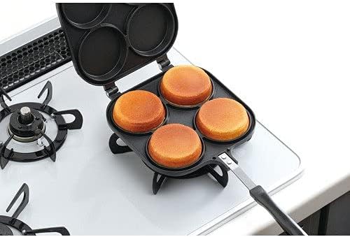 JapanBargain 4742, Japanese Obanyaki Pan Stuffed Pancake Toaster Large 3 inch Pancake Maker Nonstick Aluminum Pan, Four Molds