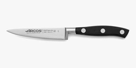 Arcos Forged Knife 4 Inch Stainless Steel. Kitchen Knife for Peeling Fruits and Vegetables. Ergonomic Polyoxymethylene Handle and 100mm Blade. Series Riviera. Color Black