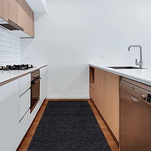 4' x 54' Runner Rugs with Rubber Backing, Indoor Outdoor Utility Carpet Runner Rugs, Black, Can Be Used as Aisle for The RV and Boat, Laundry Room and Balcony