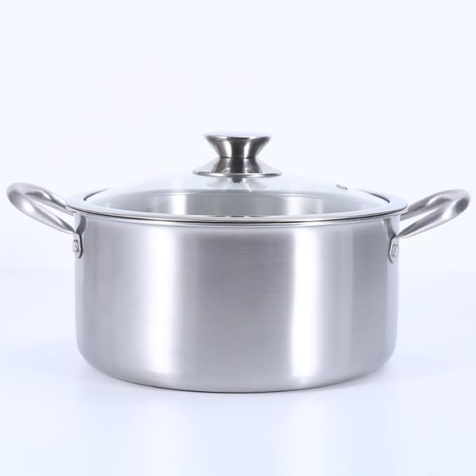 DSOPHORAT 304 Stainless Steel Cooking Pot Soup Pot hot Pot Stock Pot 7Qt Soup Pasta Pot with Lid Sauce & Reheat Food,Induction/Gas/Stovetops for Family Meals(24cm/6L/5.4qt)