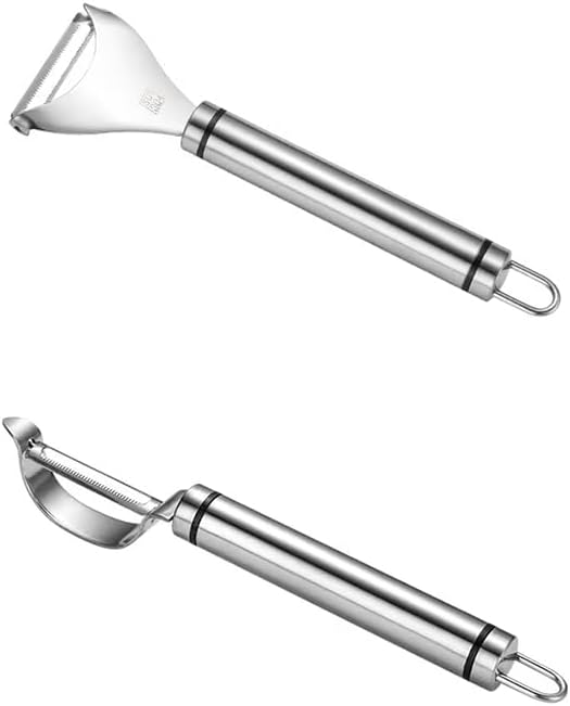 Kitchen vegetable peeler, stainless steel potato, fruit peeler, sturdy and slip-resistant handle, easy to hold, two-piece set