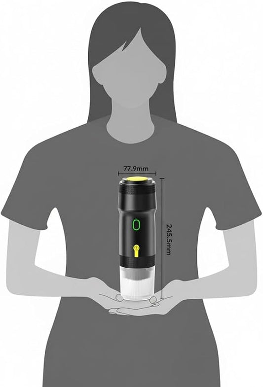 Chefnificent Portable Espresso Maker, 20 Bar Pressure Small Coffee Machine, Rechargeable Battery Operated Mini Coffee Maker for Pods or Grounds, Includes Car Charger, for Hot & Iced Coffee (White)