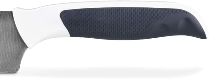 Zyliss Cheese Knife – Stainless Steel Blade with Non-Stick Holes & Forked Tip for Serving – Cuts Soft, Semi-Soft & Firm Cheeses – Gray & White Handle – 4.5"
