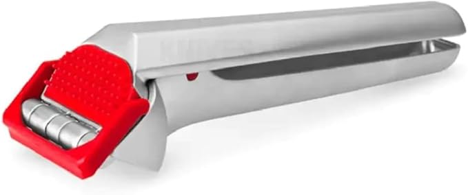 Dreamfarm Garject 2-In-1 Garlic Peeler, Garlic Press & Mincer with Garlic Peel Ejector, Chrome-Plated Zinc - Red