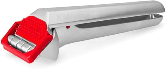 Dreamfarm Garject 2-In-1 Garlic Peeler, Garlic Press & Mincer with Garlic Peel Ejector, Chrome-Plated Zinc - Red