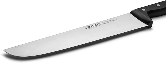 Arcos Butcher Knife 12 Inch Nitrum Stainless Steel and 300 mm blade. 394 gr. Professional Cleaver Knife. Ergonomic Polyoxymethylene POM Handle. Series Universal. Color Black