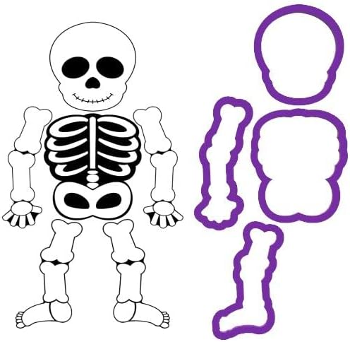 10" Build a Skeleton Cookie Cutter Set - Skeleton Cookie Cutter - Halloween Cookie Cutter - 4 Piece Cookie Cutter Set