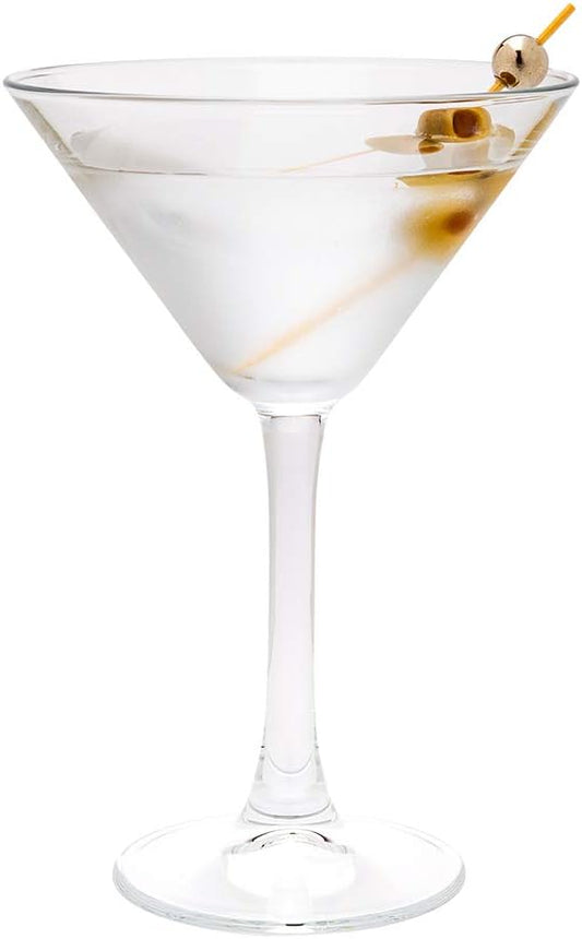 Restaurantware Cascata 8 Ounce Stemmed Martini Glasses Set Of 12 Tempered Martini Glasses - All-Purpose Chip-Resistant Lead-Free Glass Martini Glass Set Dishwasher-Safe For Martinis Or Cocktails