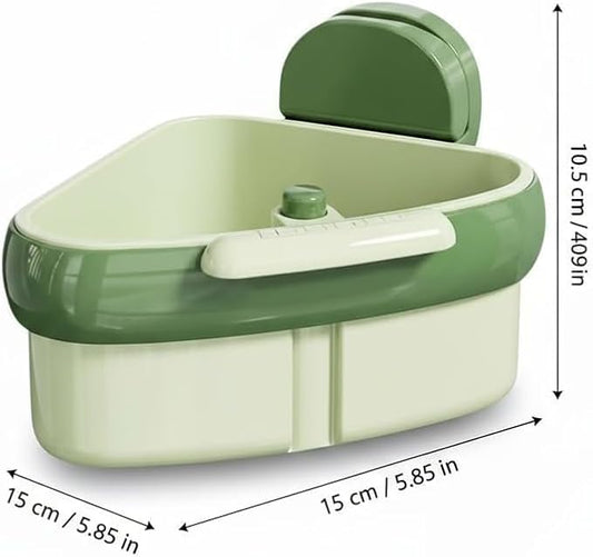 Corner Sink Strainer Food Waste Catcher for Sink, 2025 New Upgraded Suction Cup Press Sink Drainer Basket, Automatic Dumping Sink Strainer Basket (Green)