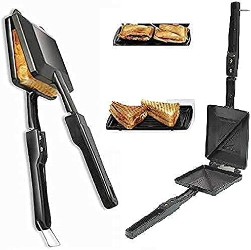 Sandwich Maker Stove Top Toaster with 2 in 1 Peeler Non-Stick Aluminum Gas Plate Hand Toaster Panini Maker Hot Sandwich Maker