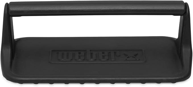 Weber Griddle Press – Heavy‑Duty Cast‑Iron Press for Bacon, Burgers & Paninis with Non-Stick Textured Surface