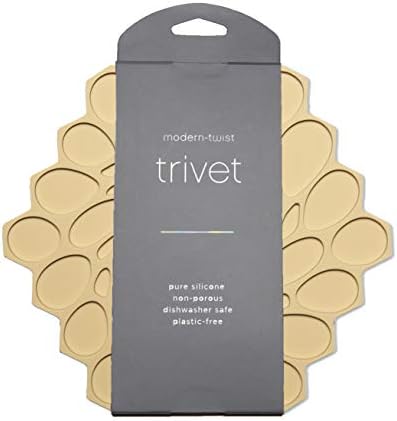Modern Twist Trivet, 100% Food-Grade Silicone, Up to 675 Degree F Potholder, Single Hot Pad for Tabletop or Countertop, Waterproof, Honey