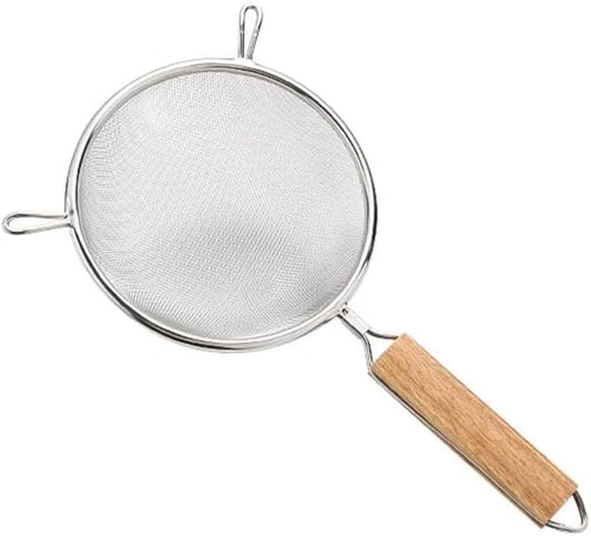 Strainer with Single Fine Mesh, 5.5-Inch Diameter, Small, Stainless Steel, Tan,Silver