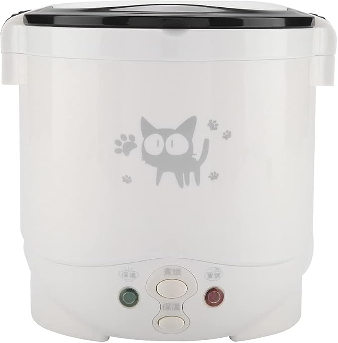 Mini Rice Cooker, 12v Electric Lunch Box Portable Travel Cooker for Car, Multifunctional Electric Food Steamer, Fast Cooking, Fully Automatic, Non Stick Pot for Travel, Camping (White)