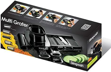 Multi Grater Kitchen Mandoline | Multi Functional Fruit & Vegetable Slicer with 5 Adjustable Stainless Steel Blades Crinkle Waffle Cutter Julienne Slicer with Safety Holder Rail Guide