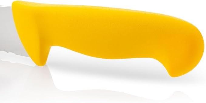 ARCOS Pastry Knife/Cake Knife Nitrum Stainless Steel and 250 mm blade. Cut, section, and slice bases for cakes. Series 2900. Ergonomic Polypropylene Handle. Color Yellow.