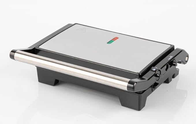 Vivicreate 5 in 1 Panini Press & Indoor Electric Grill, Stainless Steel Sandwich Maker with Non Stick Plates, Contact Grill for Steak, Burger, Breakfast & Countertop Cooking (Stainless Steel)