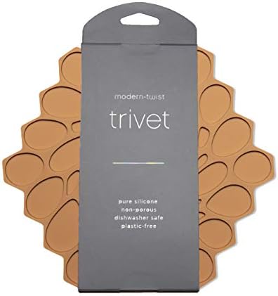 Modern Twist Trivet, 100% Food-Grade Silicone, Up to 675 Degree F Potholder, Single Hot Pad for Tabletop or Countertop, Waterproof, Amber