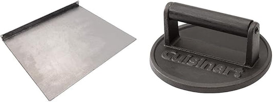 Char-Broil Carbon Steel Griddle Stone + Cuisinart Cast Iron Smashed Burger Press