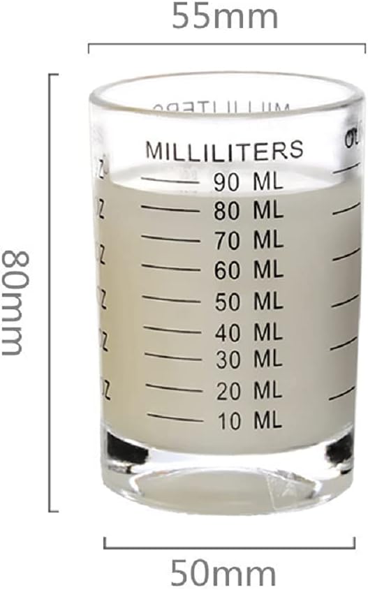 Shot Glass Measuring Cup 3 Ounce/90ML Liquid Heavy High Espresso Glass Cup 2 pcs by TIYOORTA (Black 90ML 2PCS)
