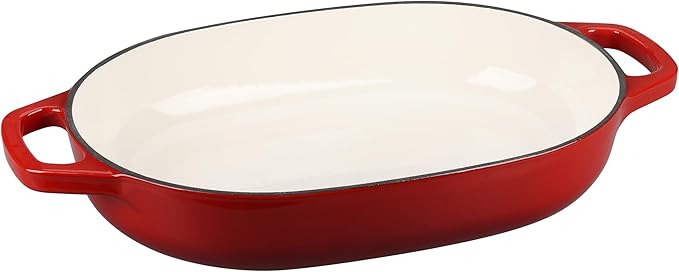 EDGING CASTING Enameled Cast Iron Oval Dutch Oven Pot with Lid, Dutch Oven for Sourdough Bread Baking, Oval Bread Pan, Bread Oven, Bread Dutch Oven, 7qt, Red