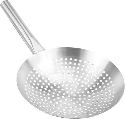 DOERDO Oil Skimmer Pasta Strainer 10 Inch Stainless Steel Kitchen Utensils Wire Strainer Pasta Strainer Spoon Food Strainer, 26CM