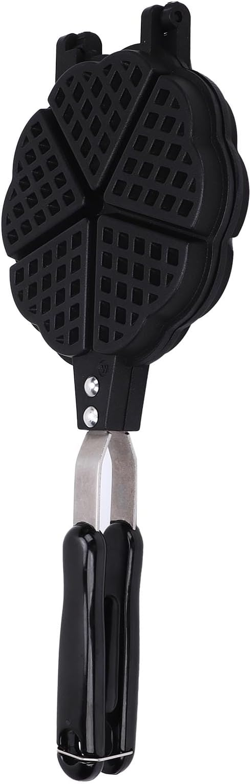 Heart Shape Waffle Maker Pan - Make 5 Mini Waffles on Stovetop - Perfect for Family Breakfast, Lightweight & Compact Design for Easy Storage