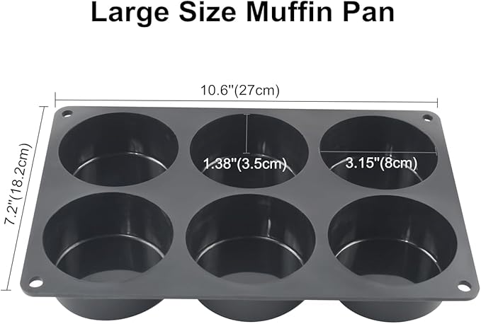 Mirenlife 6 Cups Non-Stick Silicone Muffin Pan and Cupcake Maker, Large Size Cupcake Pan, Set of 2