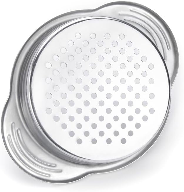 Stainless Steel Food Can Strainer Sieve Metal Tuna Press Filter Canning Lid Colander Oil Drainer Kitchen Tools for Beans Vegetables (Silver)