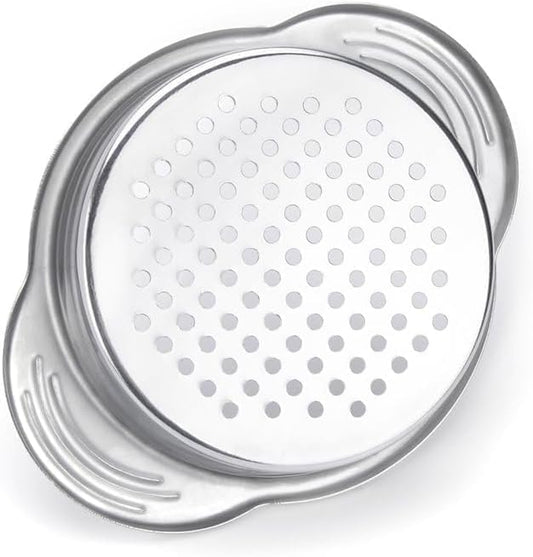 Stainless Steel Food Can Strainer Sieve Metal Tuna Press Filter Canning Lid Colander Oil Drainer Kitchen Tools for Beans Vegetables (Silver)