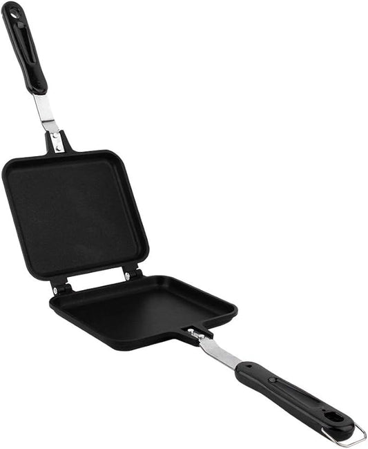 Sandwich Maker, Non-Stick Hot Sandwich Panini Maker with Handle Stovetop Toasted Sandwich Maker Aluminum Flip Pan Double Sided Frying Pan for Camping Pie Sandwich Making,13.58*5.91*1.18 in