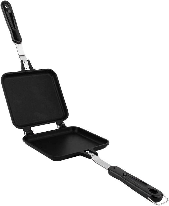 Aluminum Double Sided Frying Pan,Hot Sandwich Maker Non Stick Grilled Sandwich and Panini Maker Pan with Plates Stovetop Toasted Sandwich Maker Pan for Home Kitchen Breakfast