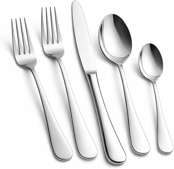 Silverware Set for 8, Stainless Steel Flatware Cutlery Set for 8, Mirror Polished, Dishwasher Safe, Tableware Set for Home, Kitchen, Wedding, Party