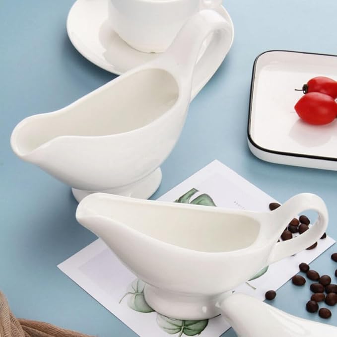 Cabilock 2pcs Gravy Boats with Comfort-grip Handle Versatile Condiment Cups for Sauces Dressings and Broth Design for Use Easy to Clean and Store for Entertaining and Everyday Dining