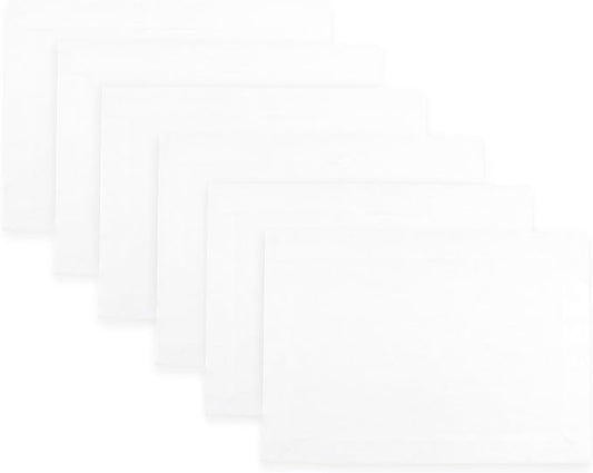D'Moksha Homes Linen White Placemats Set of 6-100% Pure Linen Placemats 14 x 19 Inch for Valentines, Spring, Easter - Handcrafted and Machine Washable