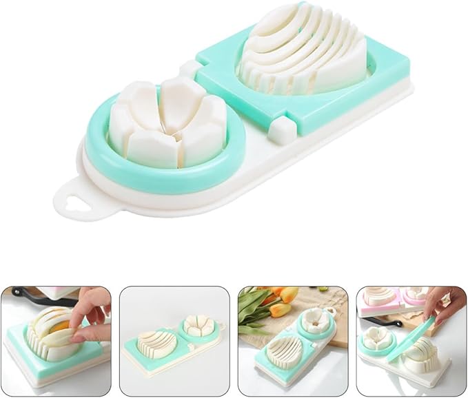 Gatuida Multifunctional Egg Slicer and Peeler Kitchen Gadget, Sturdy Green Dual-head Boiled Egg Cutter for Home Use, Practical Fruit and Vegetable Slicing Tool