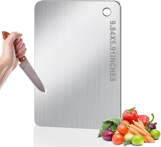 BLOCE Cutting Board for Kitchen, Mini Stainless Steel Non Stick Chopping Board, Upgrade Double Sided Food-Grade Stainless Steel Board for Kitchen for Meat Cheese Vegetable (Mini)