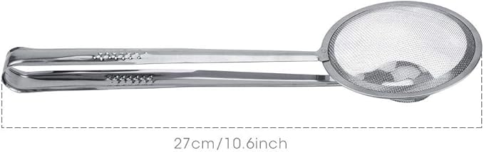 Stainless Steel Drain Oil Fried Food Strainer with Clip Fry Tool Oil Skimmer Food Clip Tong Filter Strainer Mesh