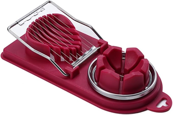 Egg Wedger Egg Slicer Stainless Steel Boiled Wedger Divider Heavy Duty Hard Eggs Slicer Tool Red