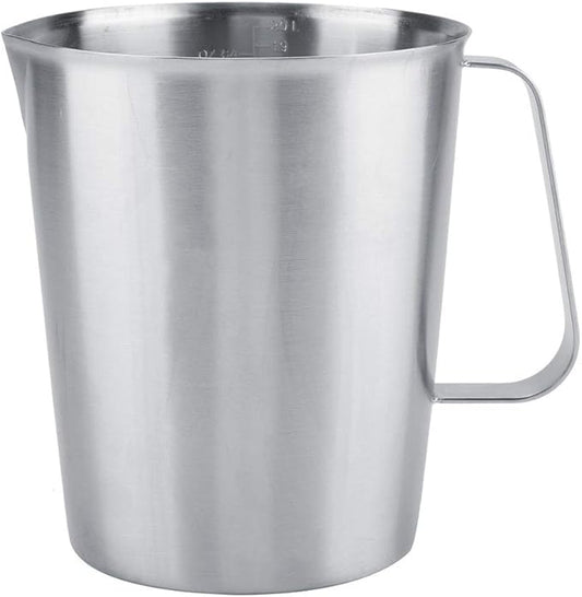 Frothing Cup, 2000ML 64OZ Measuring Cup, 304 Stainless Steel Graduated with Handle,Heavy-Duty Frothing Pitcher, Milk Frothing Pitcher Milk Frother Cup with Marking with Handle for Espresso Machines