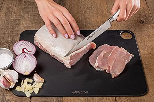 Arcos Forged Knife 8 Inch Nitrum Stainless Steel and 200 mm blade. Sharp Knife to Meat and Fish. Ergonomic Polyoxymethylene POM Handle. Series Riviera Blanc. Color White