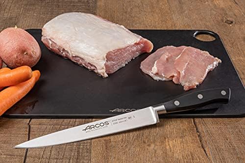 Arcos Knife 8 Inch Nitrum Stainless Steel and 200 mm blade. Sharp Knife to Meat and Fish. Ergonomic Polyoxymethylene POM Handle. Series Riviera. Color Black
