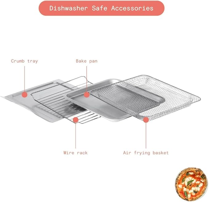 Beautiful by Drew Infrared Air Fry Toaster Oven 1800W with 9-Slice Capacity and Multi-Function Cooking (white)