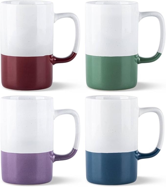 AmorArc 16oz Coffee Mugs Set of 4, Large Colorful Ceramic Coffee Mugs for Man, Woman, Dad, Mom, Modern Coffee Mugs Set with handle for Tea/Latte/Cappuccino/Milk/Cocoa. Dishwasher&Microwave Safe