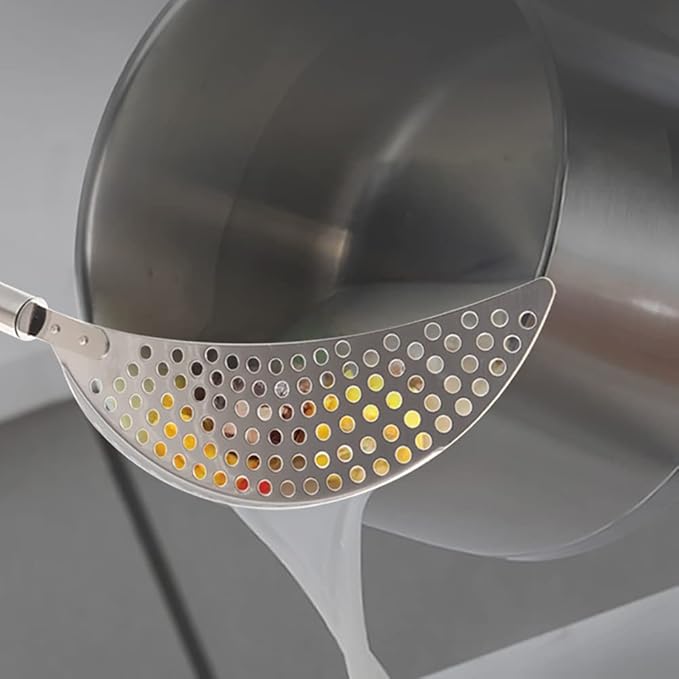 2 PACK Crescent Pot Strainer Stainless Steel Grease Pasta Strainer Insert Drainer with Handheld for Different Pot Pan Kitchen Tool