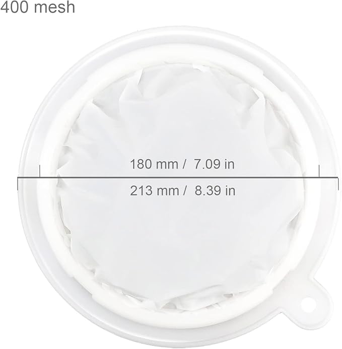 8.4in 400 Mesh Big Nylon Filtering Strainer Mesh Ultra-Fine Sediments Sieve Sifter Filter for Straining Wine,Ferment