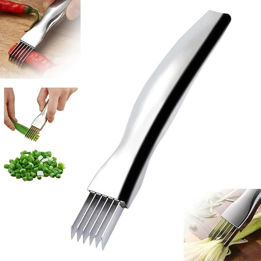 Shred Silk The Knife, 2024 Stainless Steel Finger Guard Green Onion Cutter Shred Silk Knife Set, Kitchen Safe Steel Slicing Tool for Hands Kitchen Vegetable Cutter for Chopping, Cutting