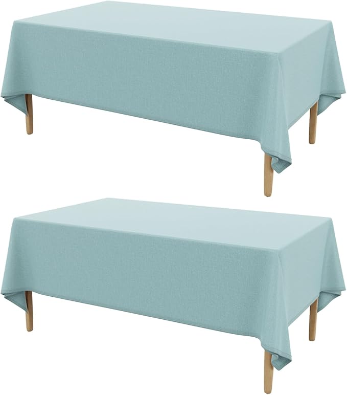AUSSPVOCT 2 Pcs Textured Linen Table Cloth for Rectangle Table - 52x70 Inch Cloth Tablecloth Rectangular Waterproof Washable Fabric Dining Table Cover for Christmas Holiday Party Kitchen Decor