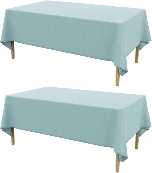AUSSPVOCT 2 Pcs Textured Linen Table Cloth for Rectangle Table - 52x70 Inch Cloth Tablecloth Rectangular Waterproof Washable Fabric Dining Table Cover for Christmas Holiday Party Kitchen Decor